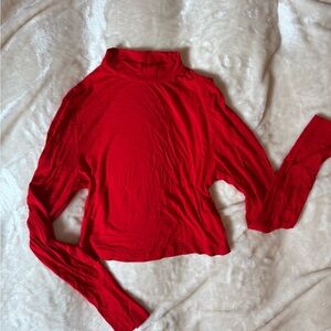 Amazon Red Crop Relaxed Blouse